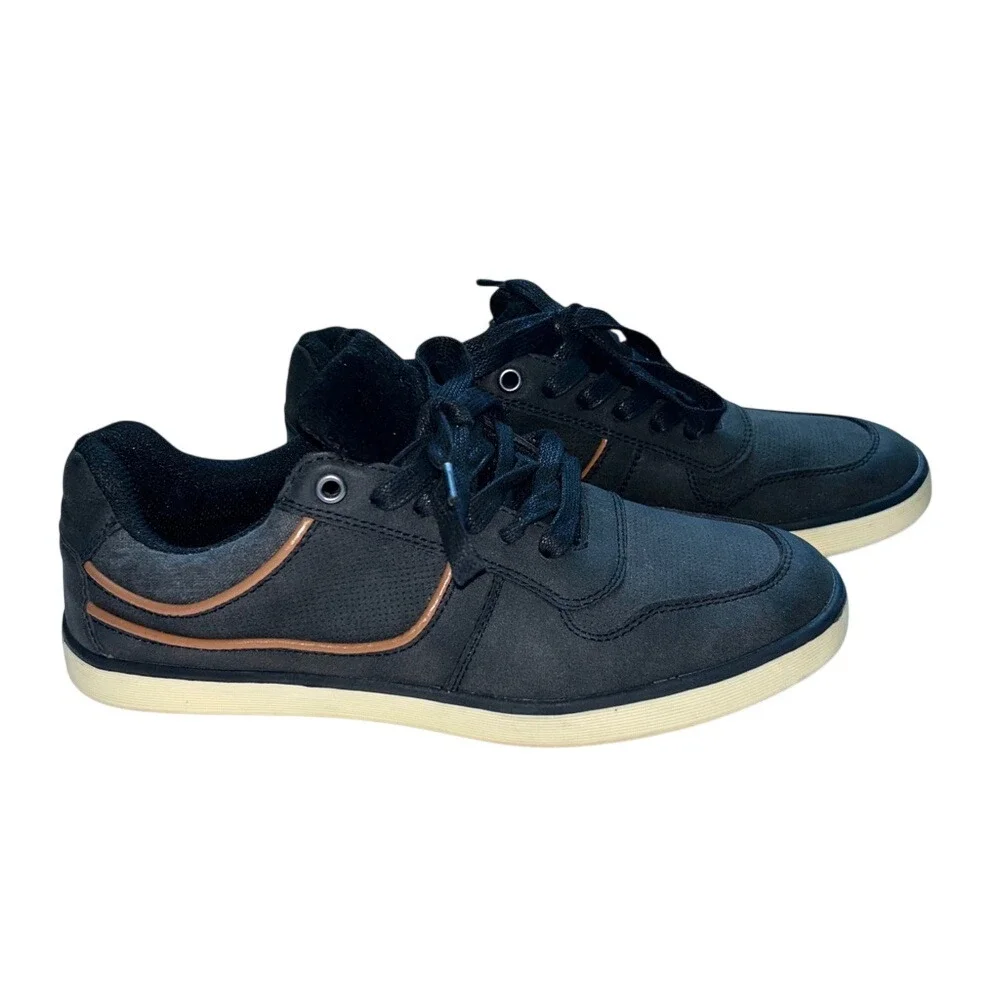 Primark Man Black Tan Sneakers Shoes‎ New Sz. 8
